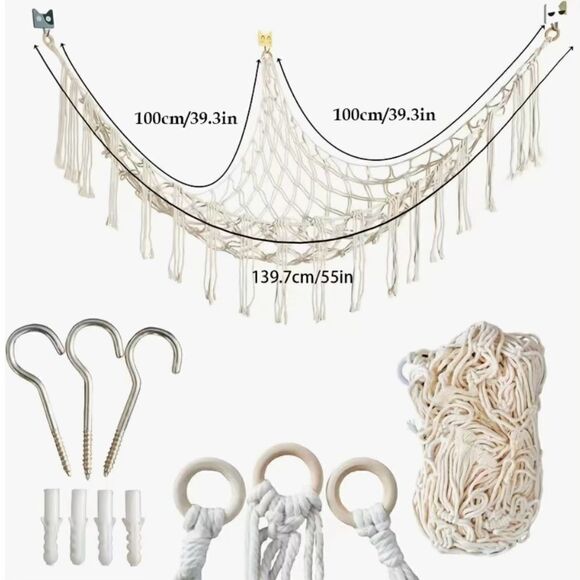 Macrame Hanging Stuffed Animal Hammock Storage - Picture 3 of 5
